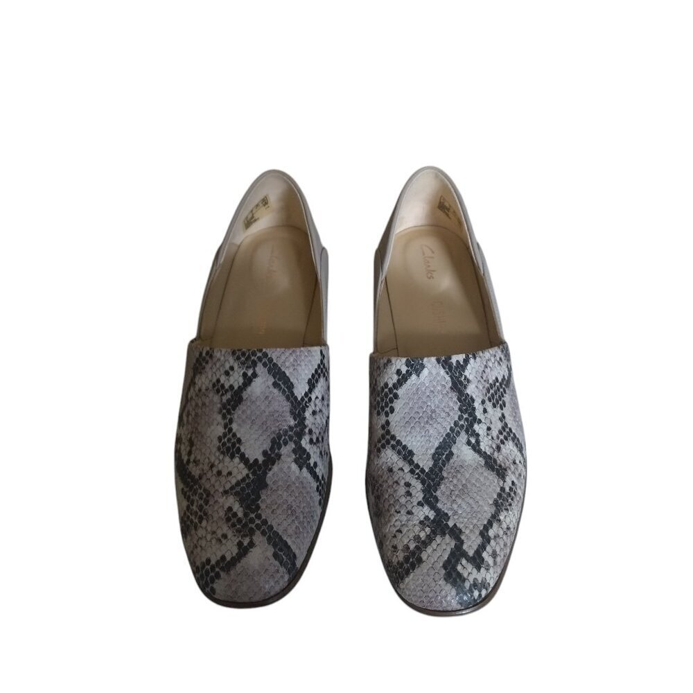 Clarks Cushion Plus Women's Size 7 M Leather Snakeskin Slip On Flats Comfort